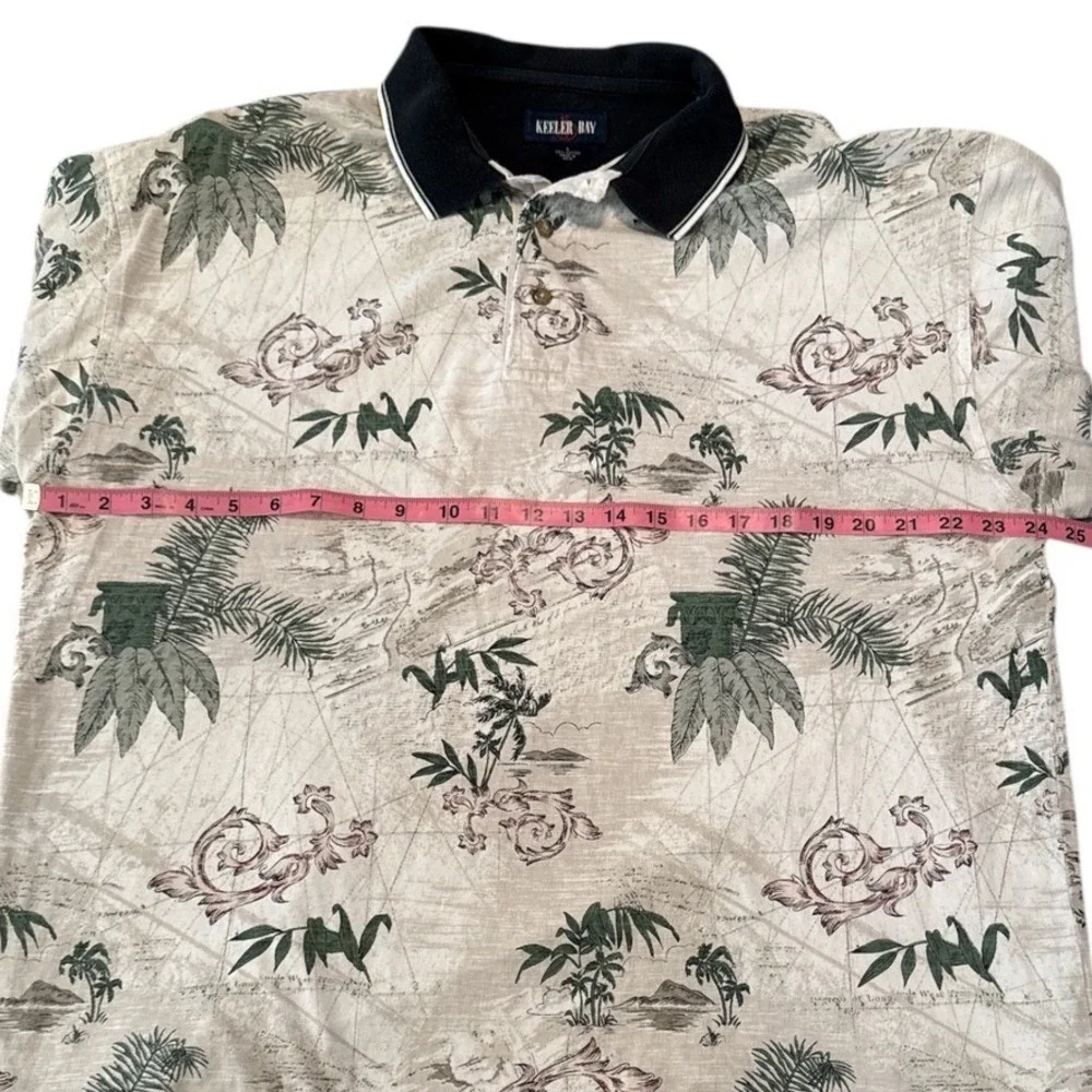 Keeler Bay Men's Tropical Print Polo‎ Shirt Size Large Short Sleeve Resortwear